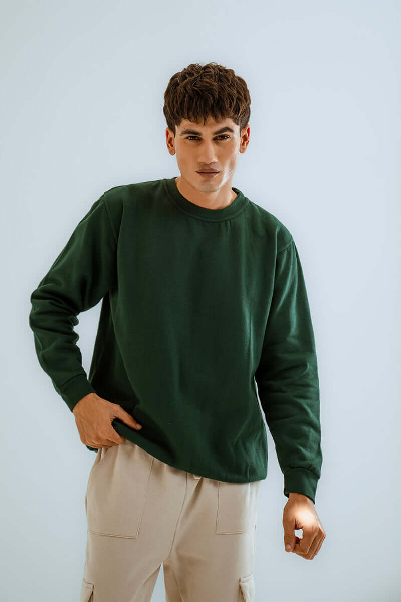 Dark Green Basic SweatShirt