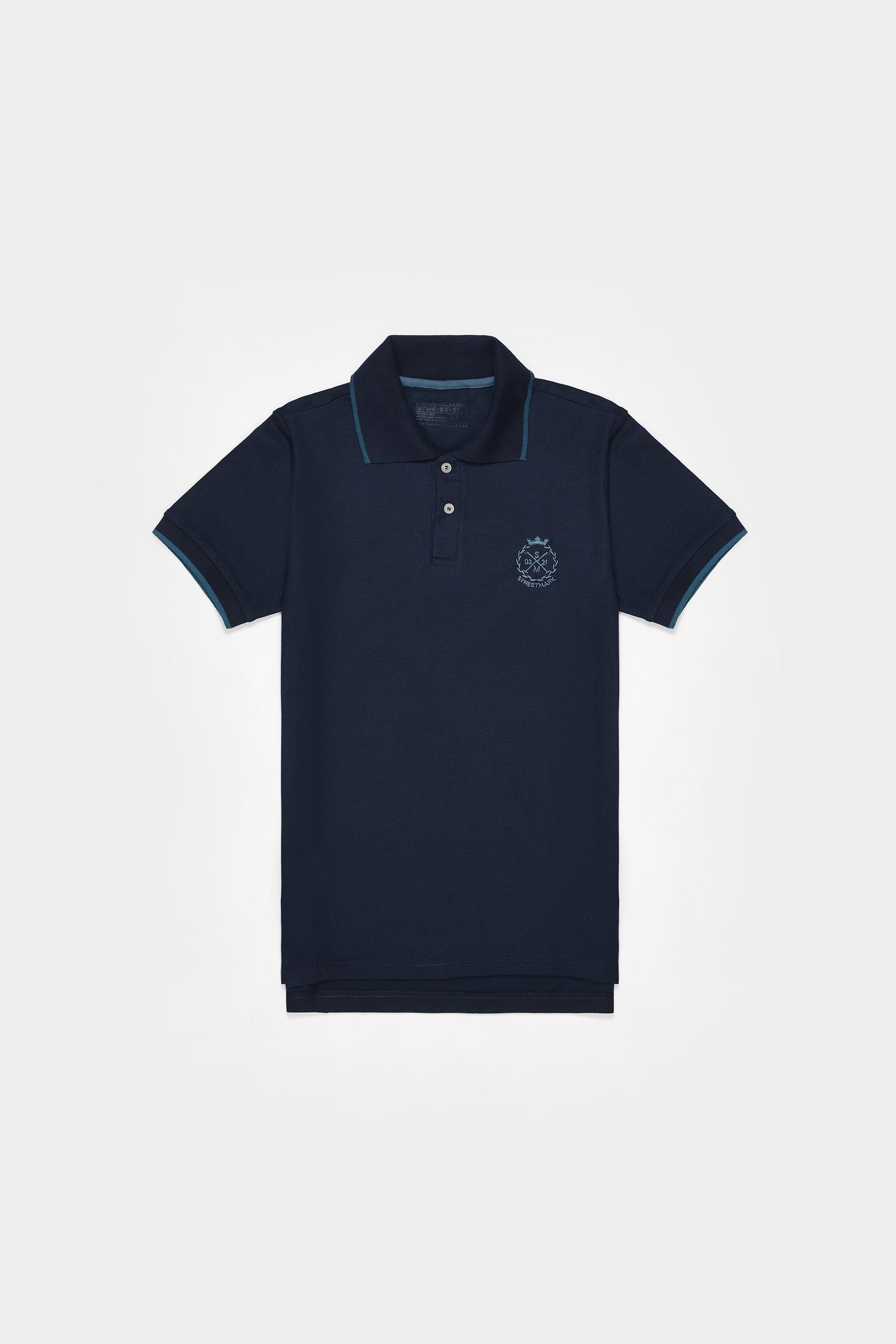 Blue Embroidered Polo T Shirt