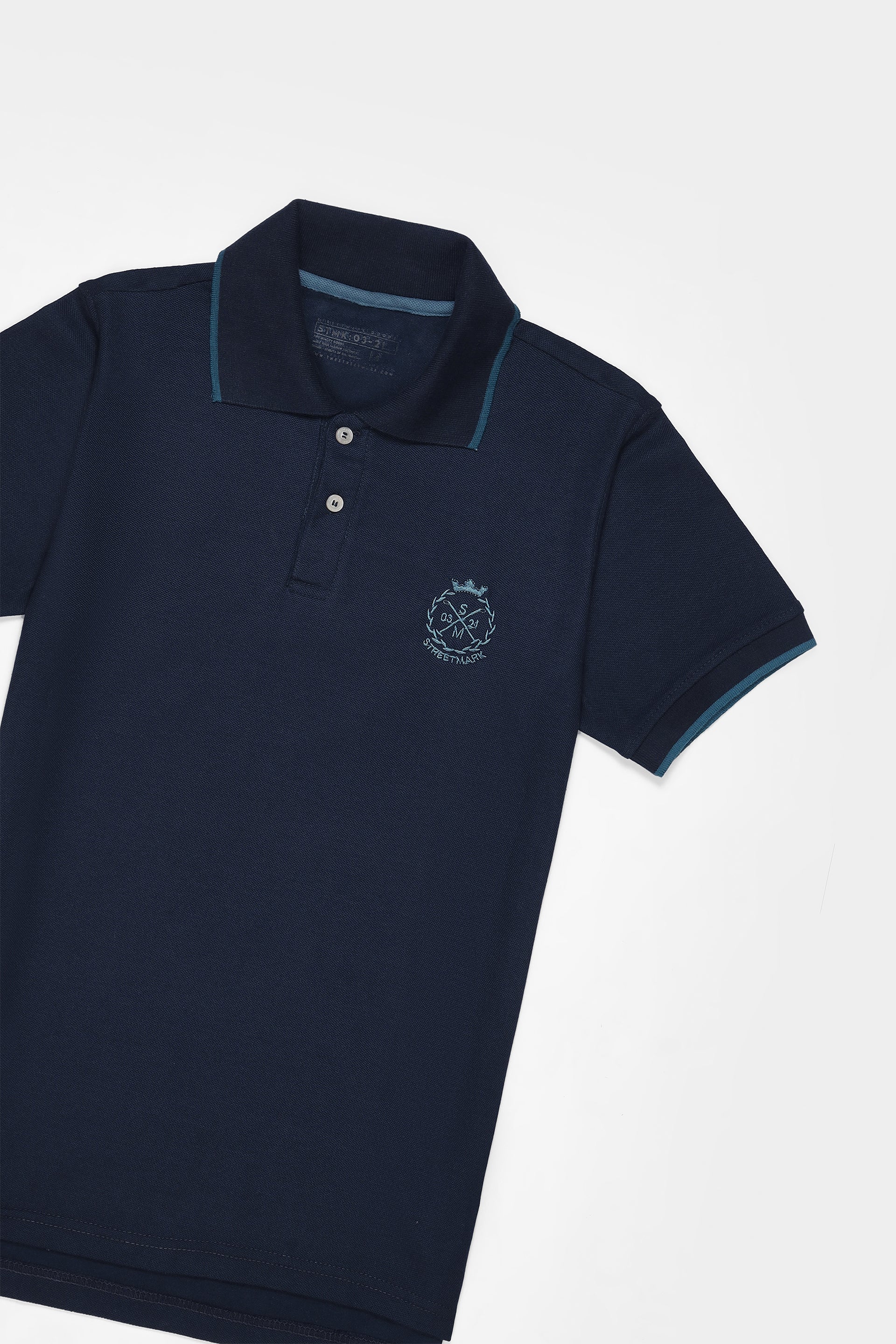 Blue Embroidered Polo T Shirt