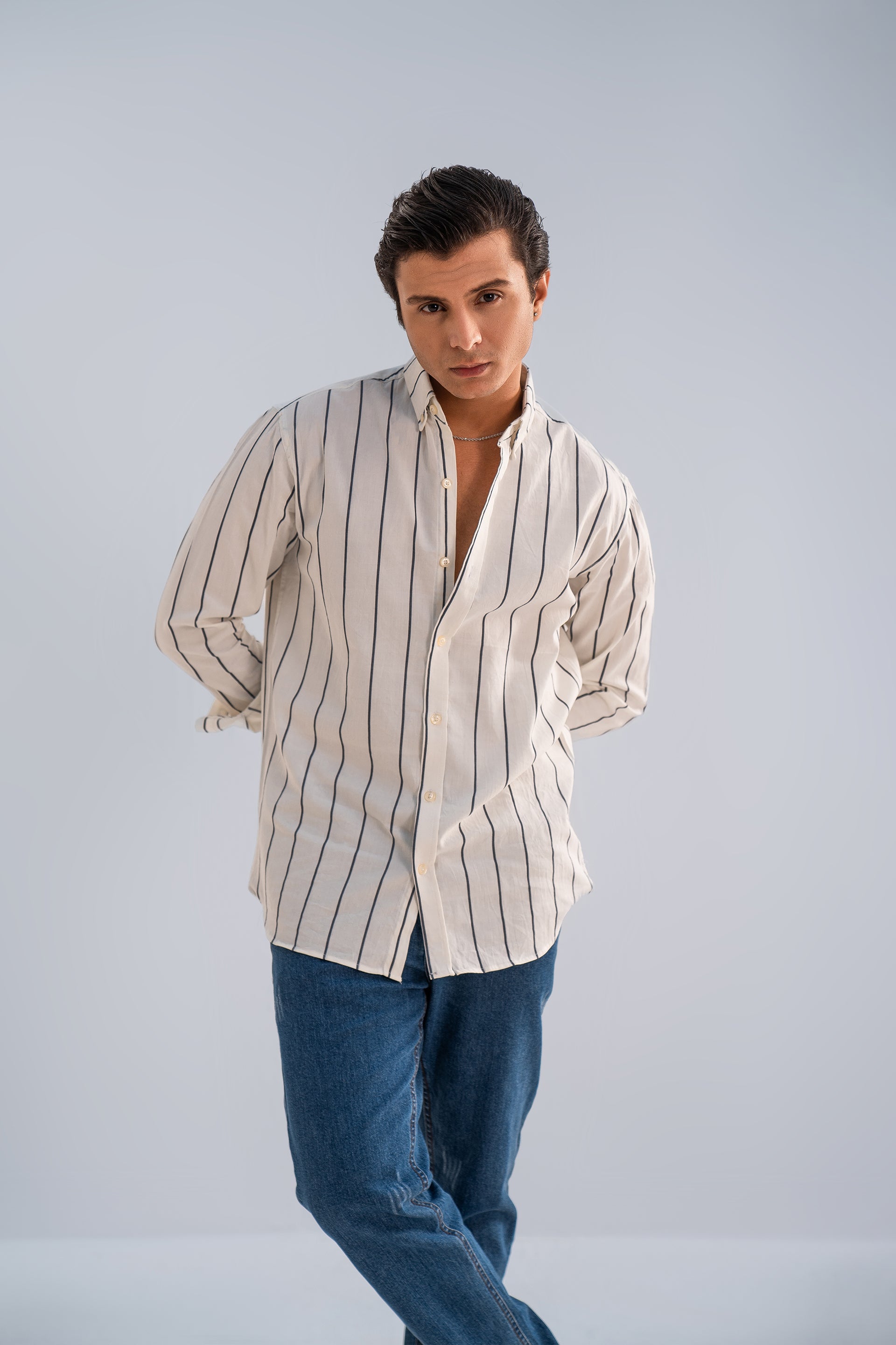 Powder White Stripes Shirt