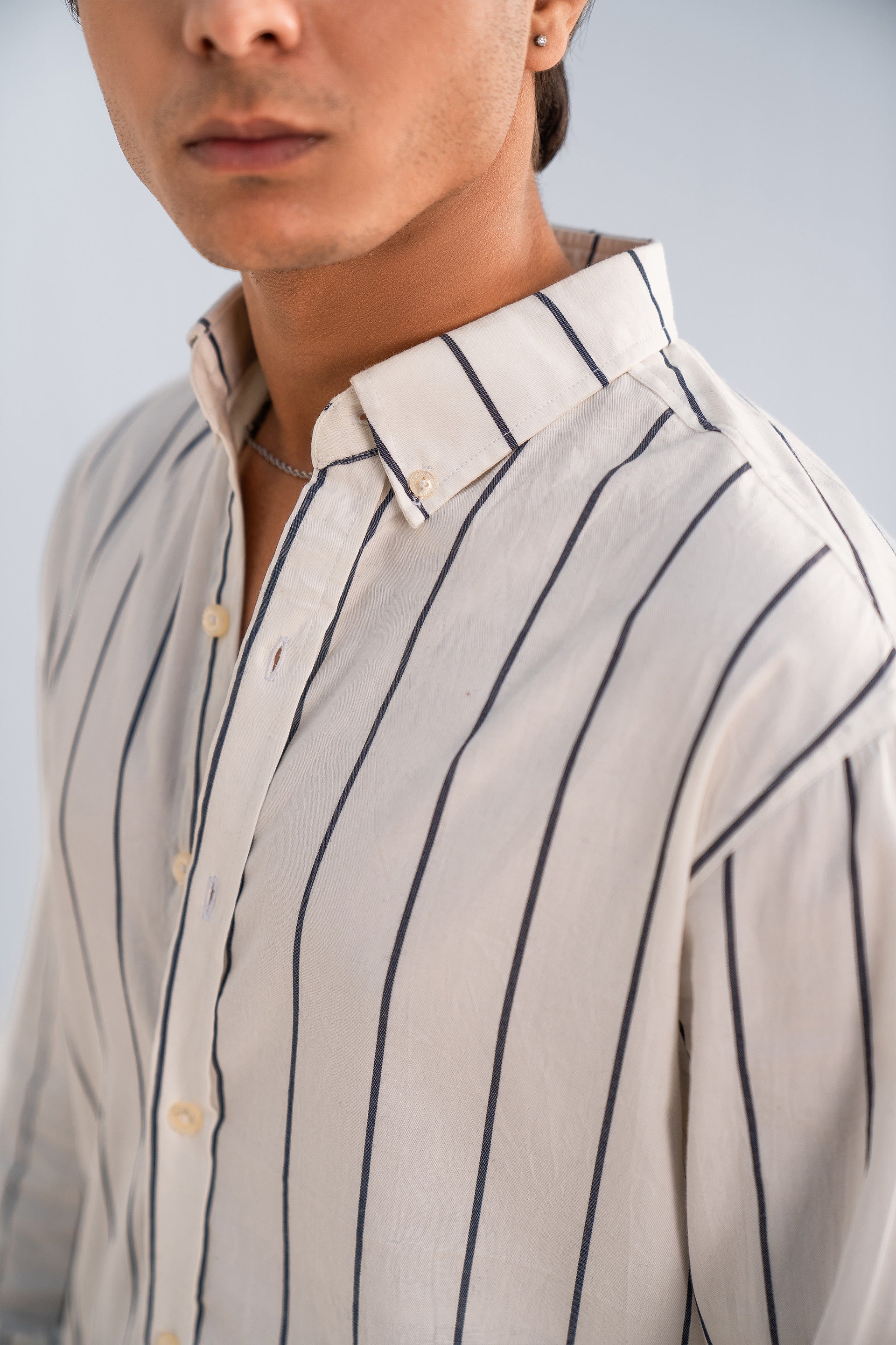 Powder White Stripes Shirt