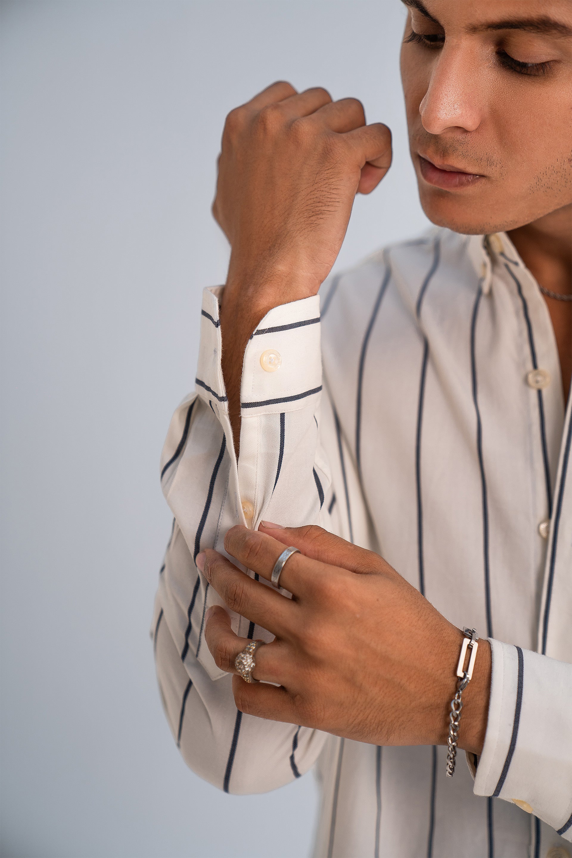 Powder White Stripes Shirt