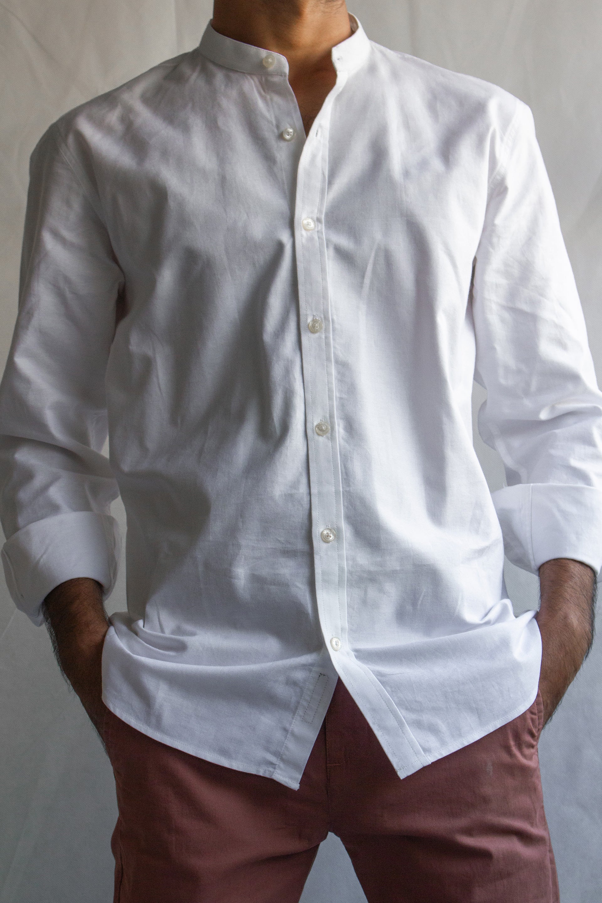 White Oxford Mandarin Shirt